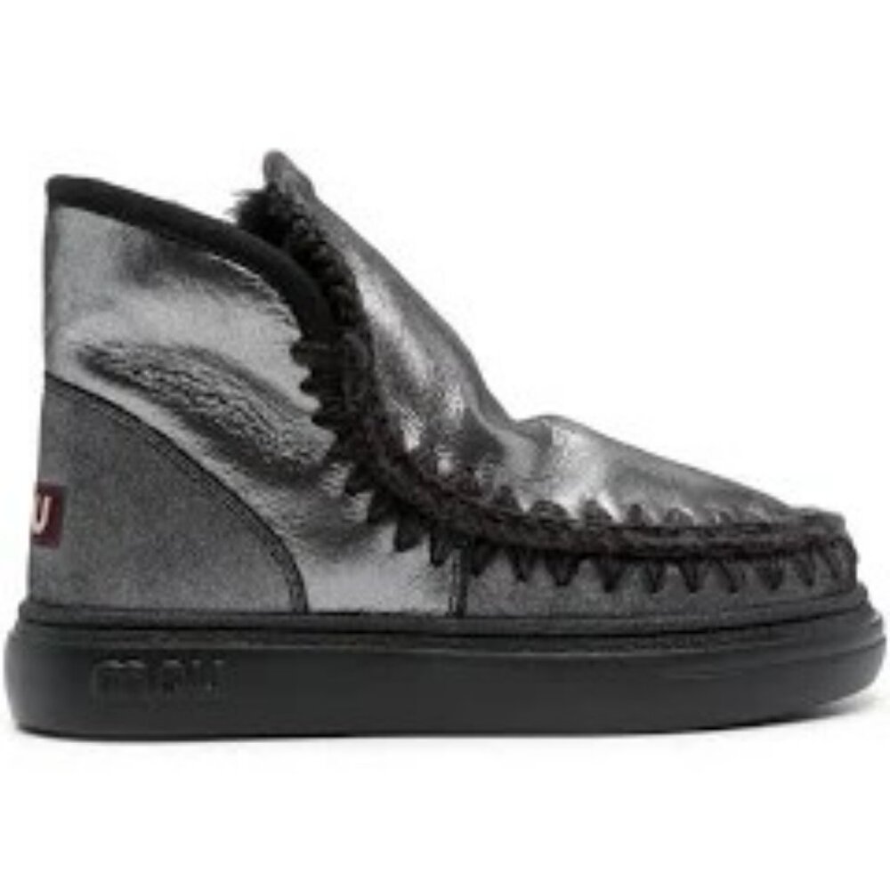 Mou Logo-Patch Slip-On Boots - Silver * SZ 7